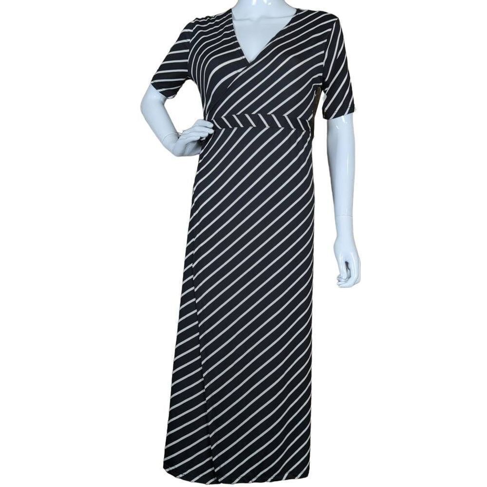 LOVE Nation black white stripe wrap dress size large NEW